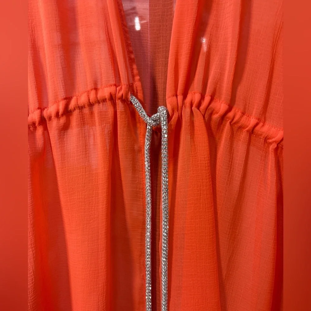 NWT Ramy Brook Judith Orange Sheer‎ Swim Cover-Up Dress Medium MSRP $245